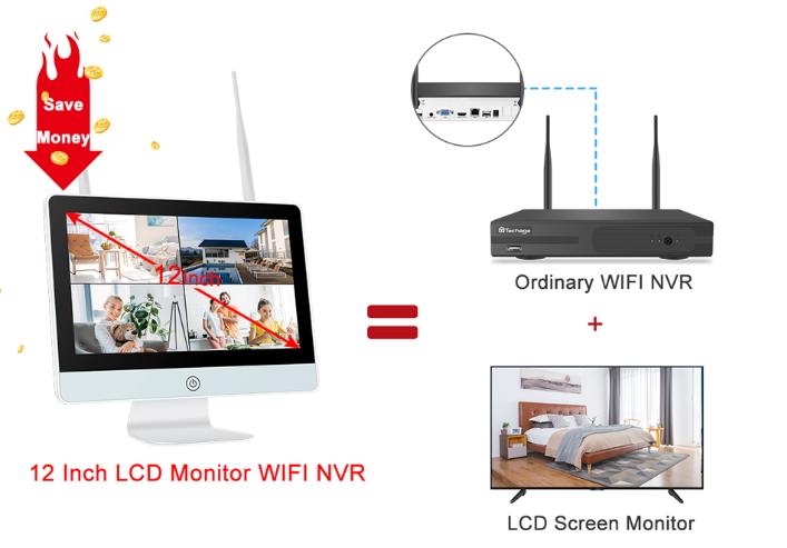 8CH outdoor Security System with 12-inch LCD Monitor