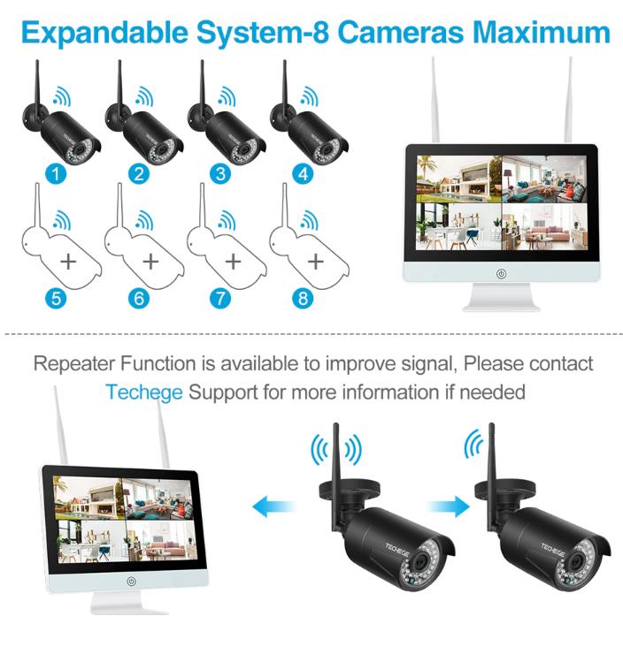 8CH outdoor Security System with Recorder and 12-inch LCD Monitor